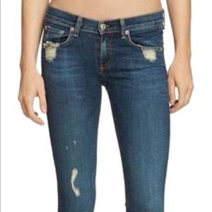 Rag & Bone Medium Wash Cropped Skinny Jeans